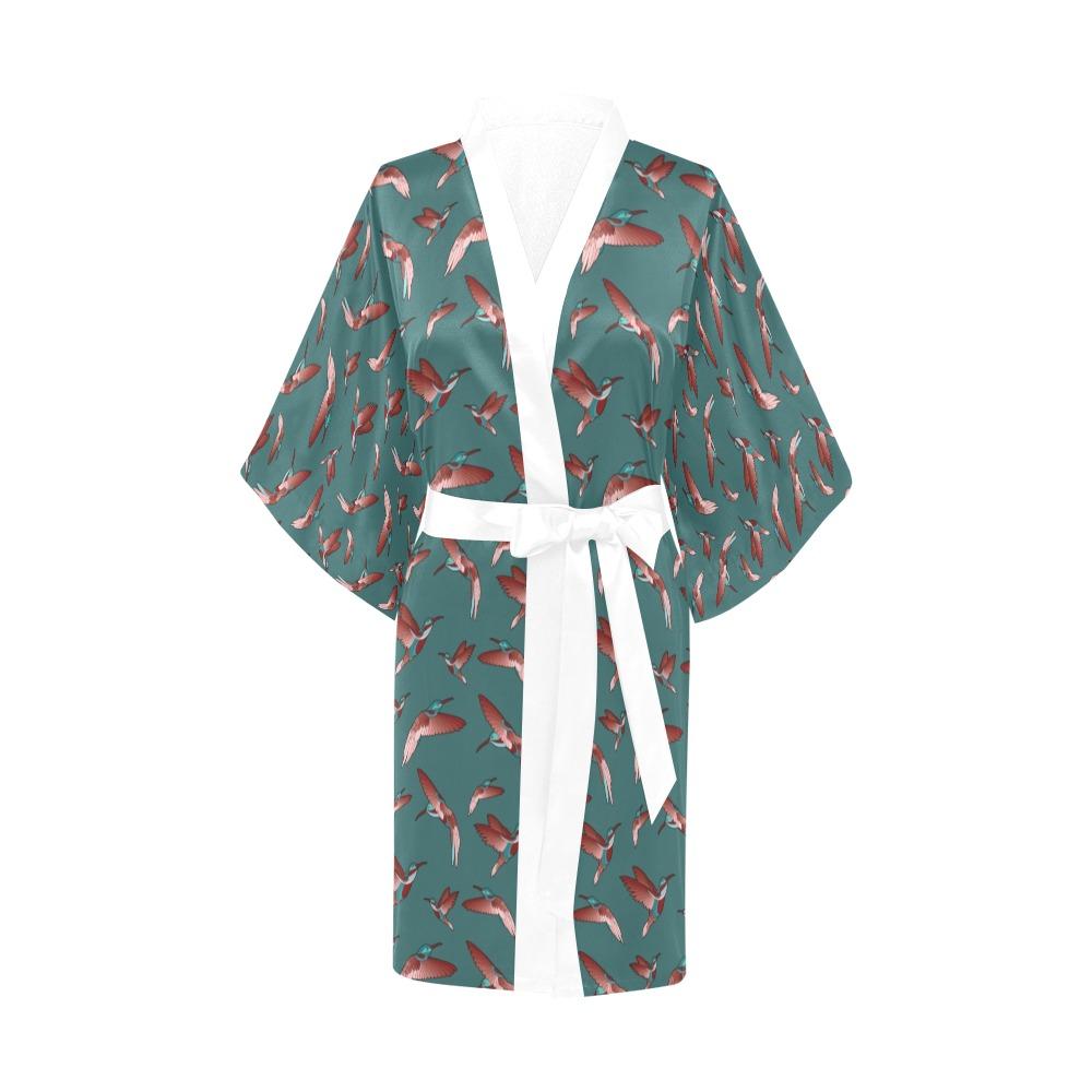 Red Swift Turquoise Kimono Robe Artsadd