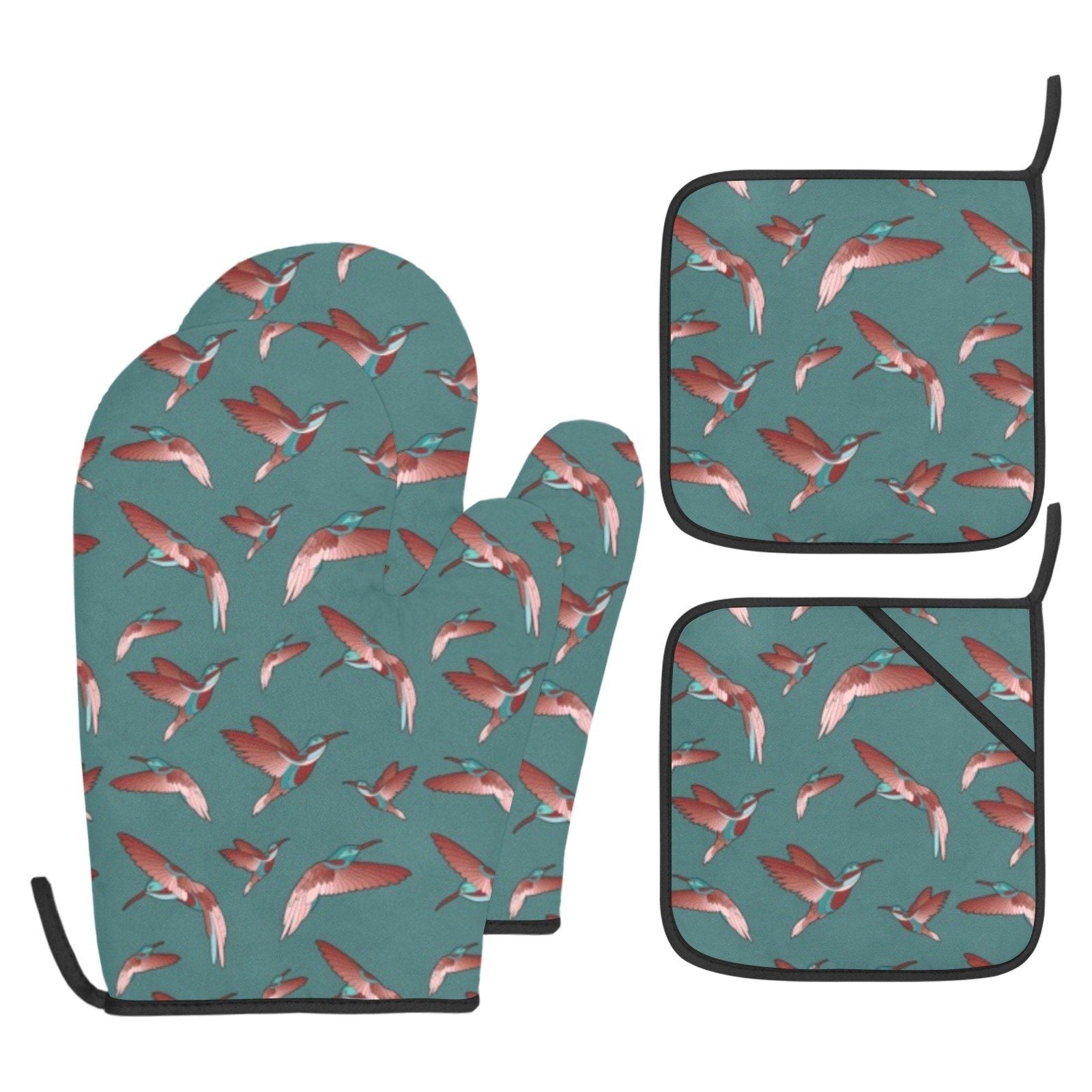 Red Swift Turquoise Oven Mitt & Pot Holder Oven Mitt & Pot Holder e-joyer 