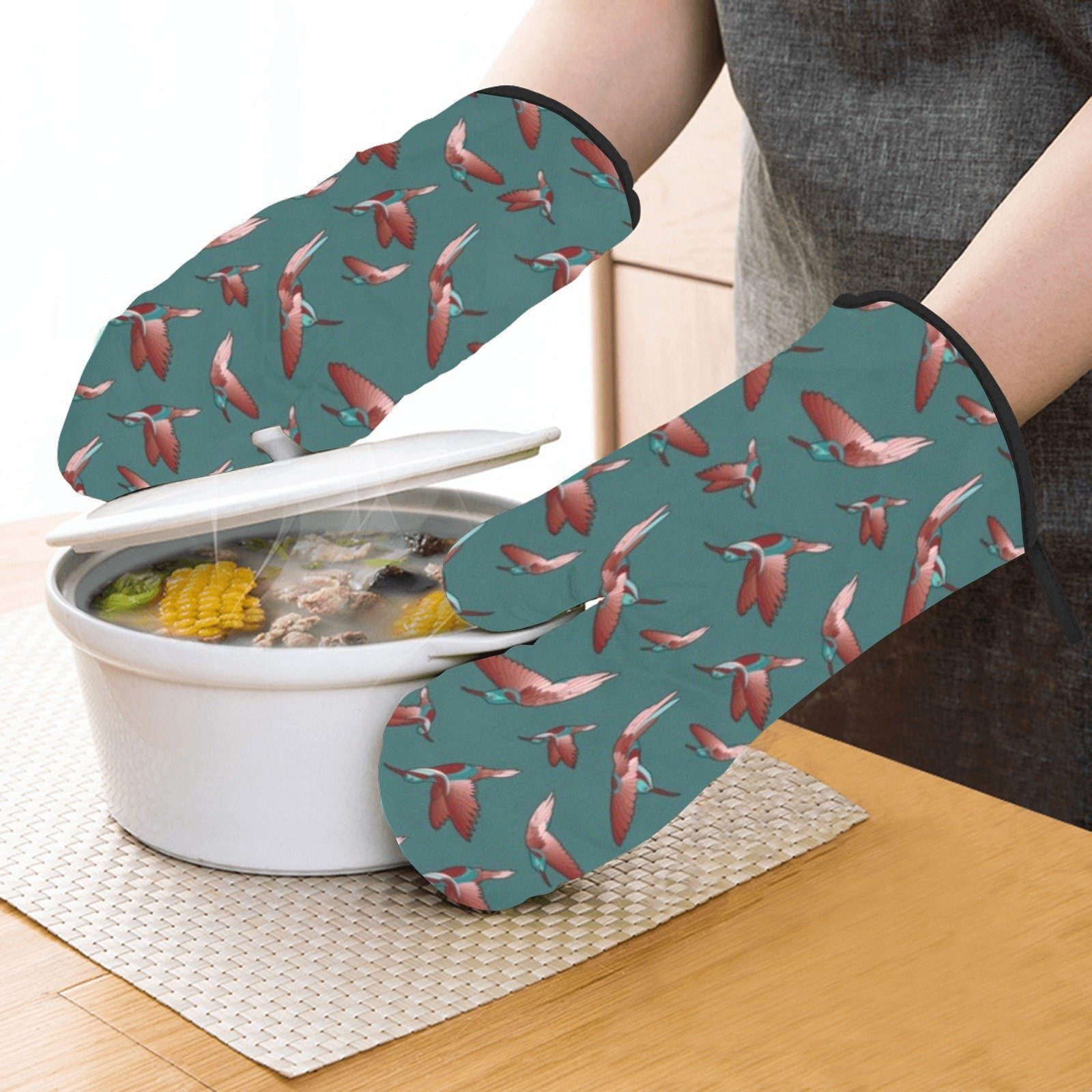 Red Swift Turquoise Oven Mitt & Pot Holder Oven Mitt & Pot Holder e-joyer