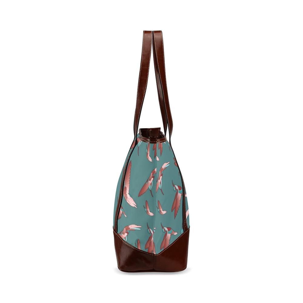Red Swift Turquoise Tote Handbag (Model 1642) Tote Handbags (1642) e-joyer