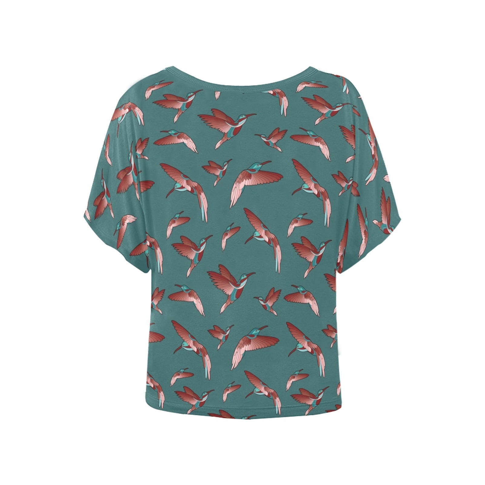 Red Swift Turquoise Women's Batwing-Sleeved Blouse T shirt (Model T44) Women's Batwing-Sleeved Blouse T shirt (T44) e-joyer 