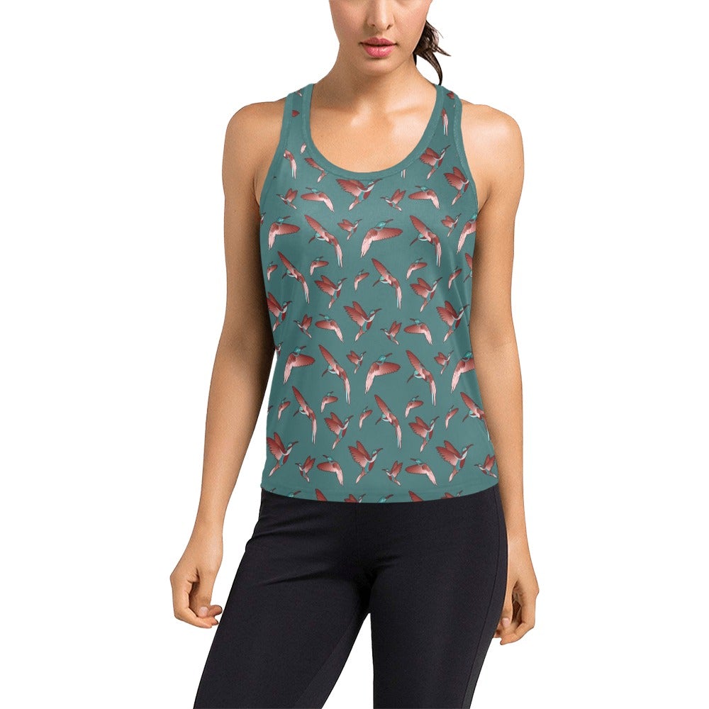Red Swift Turquoise Women's Racerback Tank Top (Model T60) Racerback Tank Top (T60) e-joyer