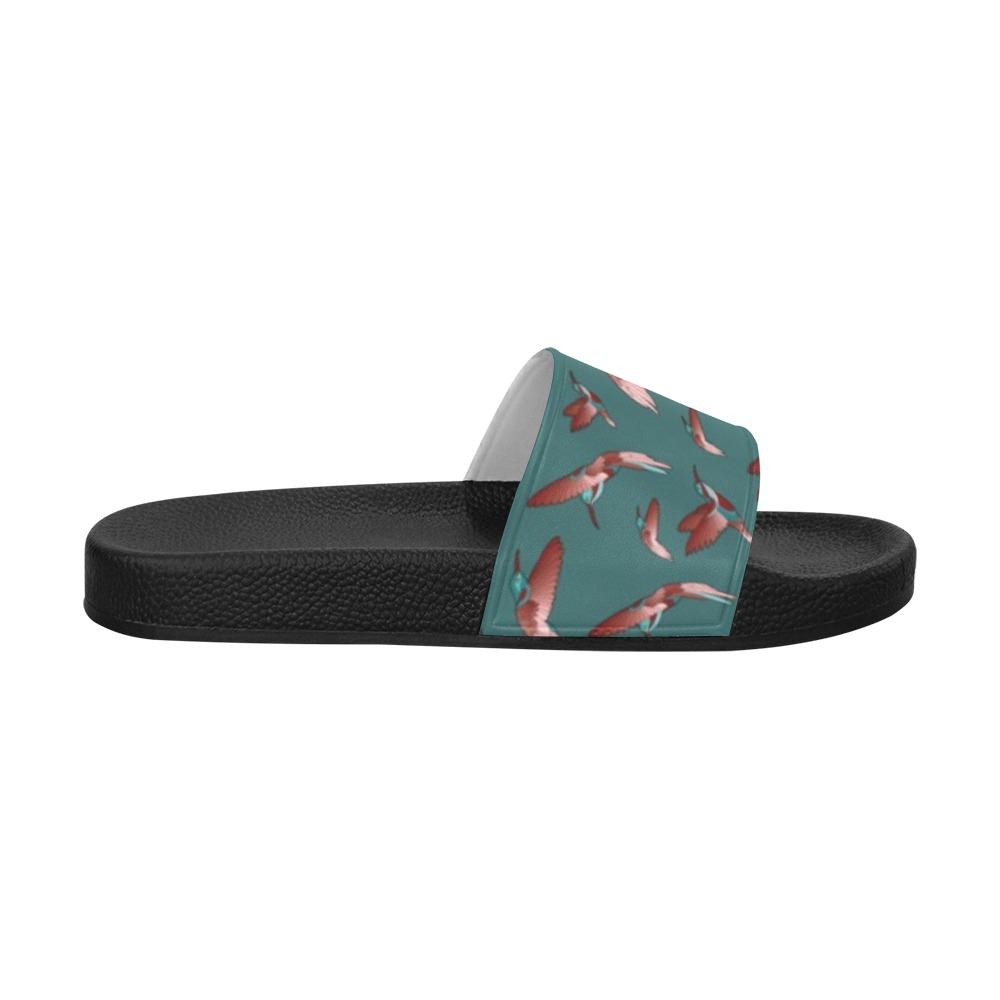 Red Swift Turquoise Women's Slide Sandals (Model 057) Women's Slide Sandals (057) e-joyer