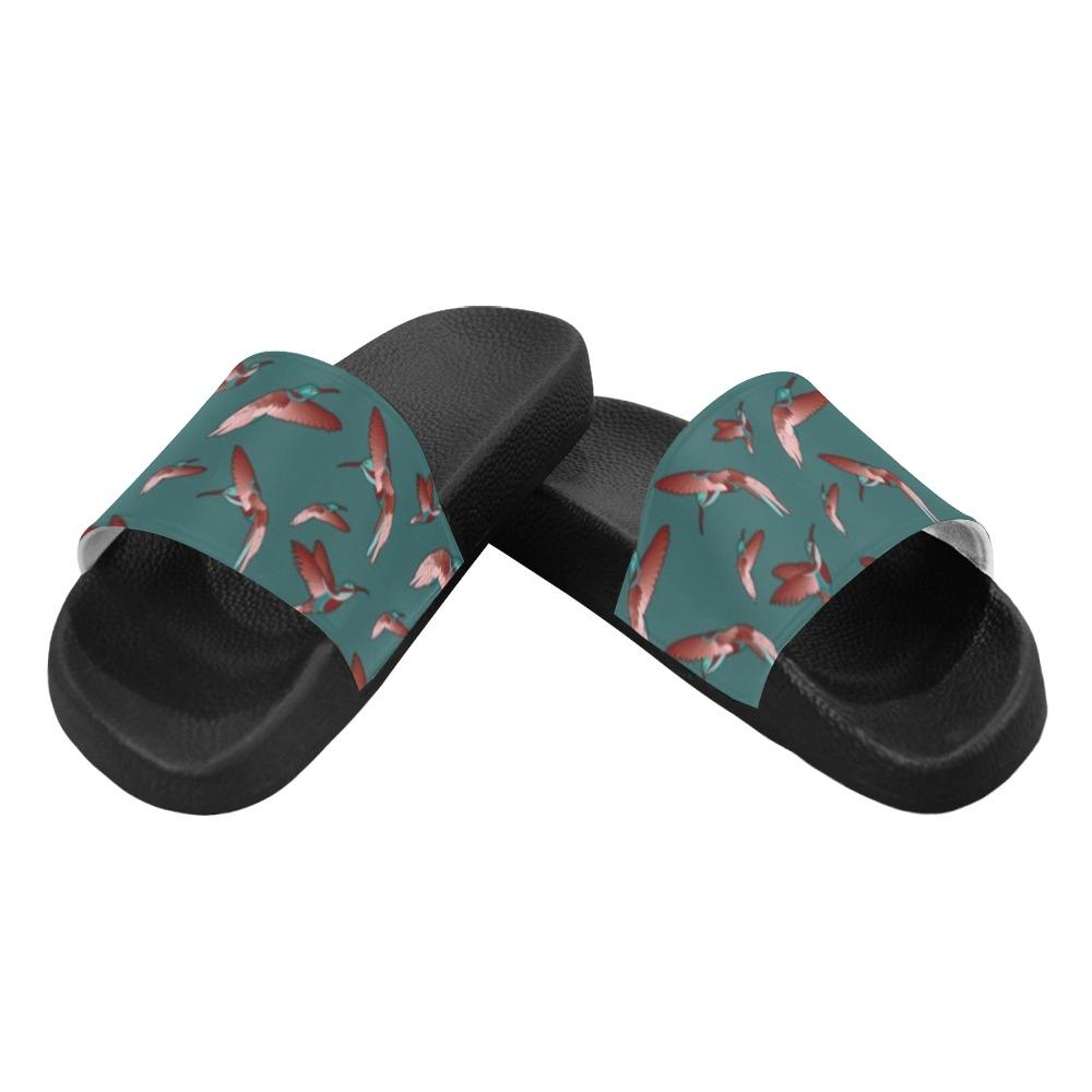 Red Swift Turquoise Women's Slide Sandals (Model 057) Women's Slide Sandals (057) e-joyer