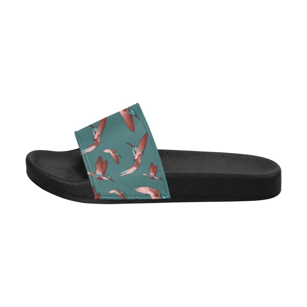 Red Swift Turquoise Women's Slide Sandals (Model 057) Women's Slide Sandals (057) e-joyer
