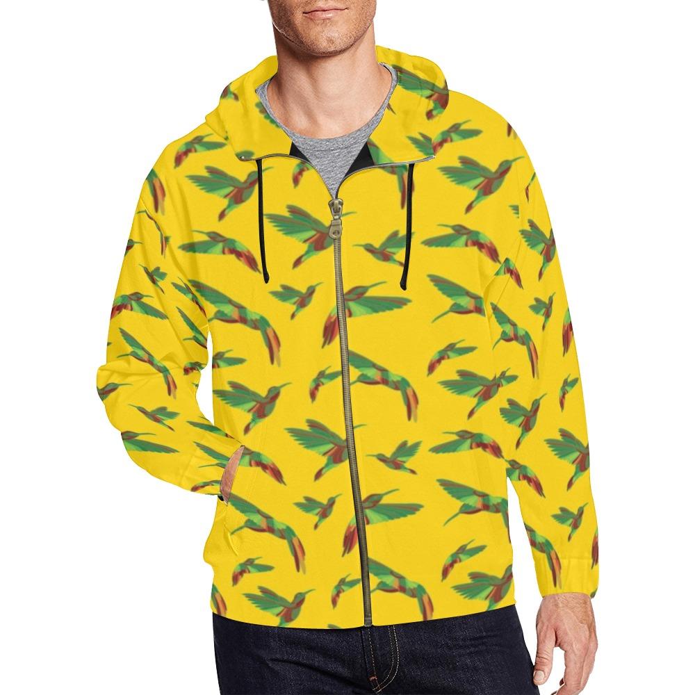 Red Swift Yellow All Over Print Full Zip Hoodie for Men (Model H14) All Over Print Full Zip Hoodie for Men (H14) e-joyer