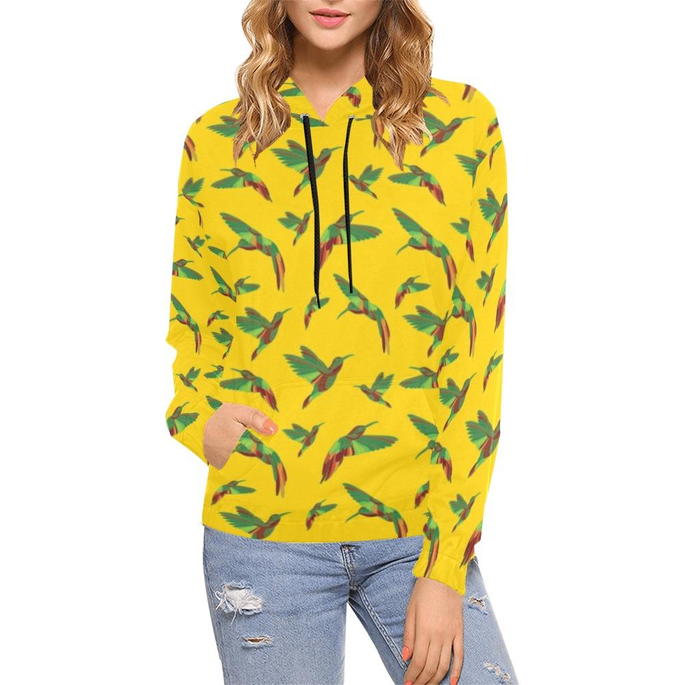Red Swift Yellow All Over Print Hoodie for Women (USA Size) (Model H13) All Over Print Hoodie for Women (H13) e-joyer