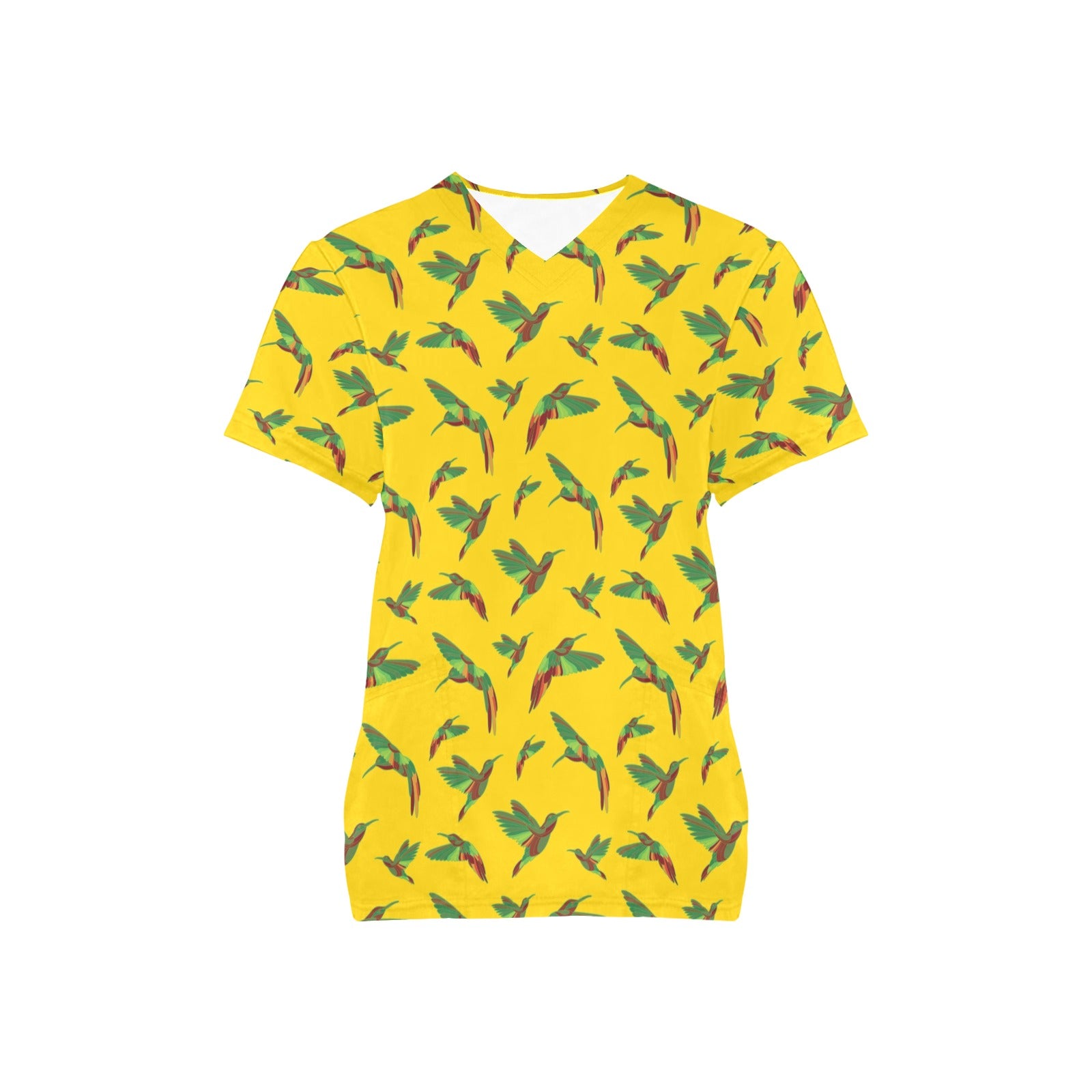 Red Swift Yellow All Over Print Scrub Top Scrub Top e-joyer