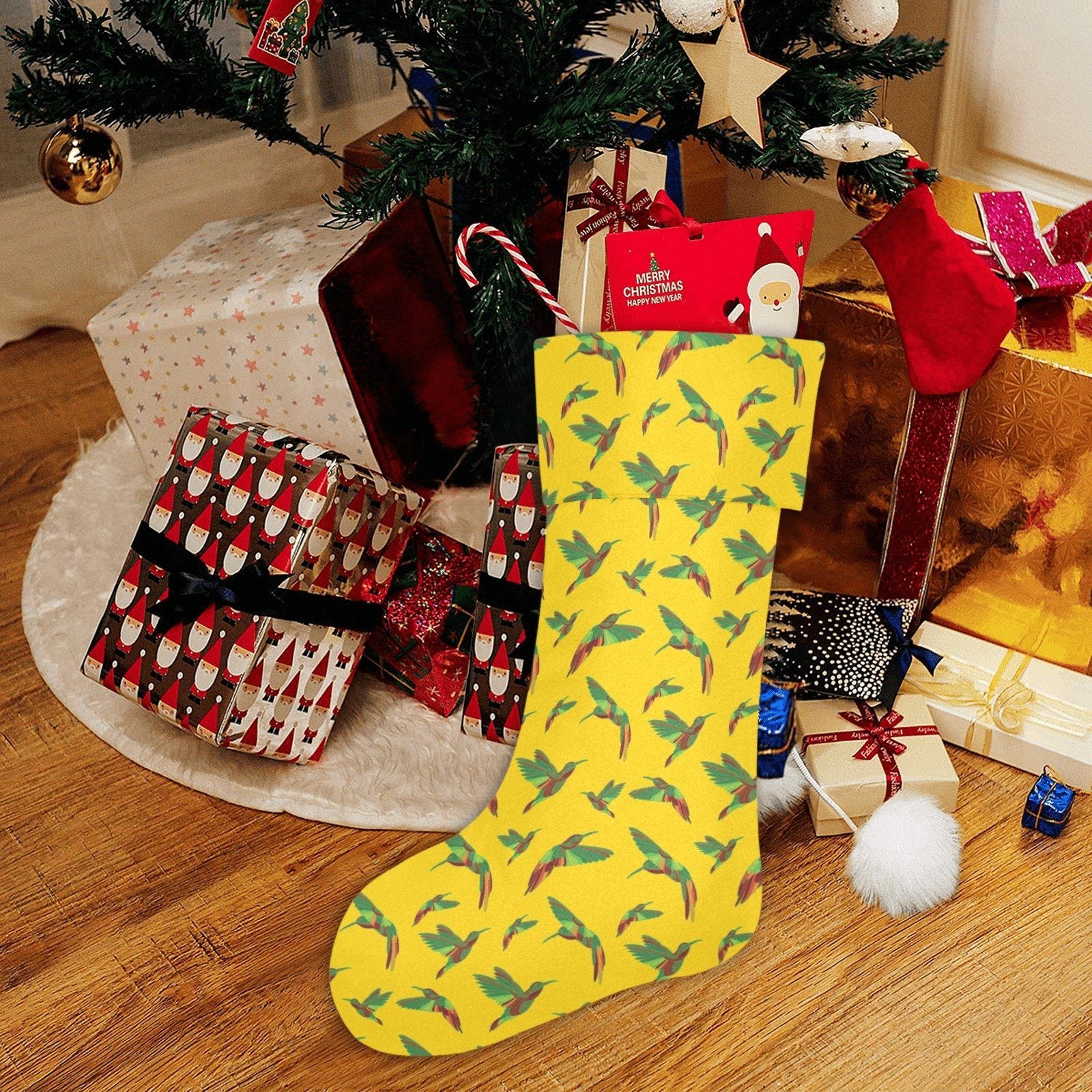 Red Swift Yellow Christmas Stocking holiday stocking e-joyer