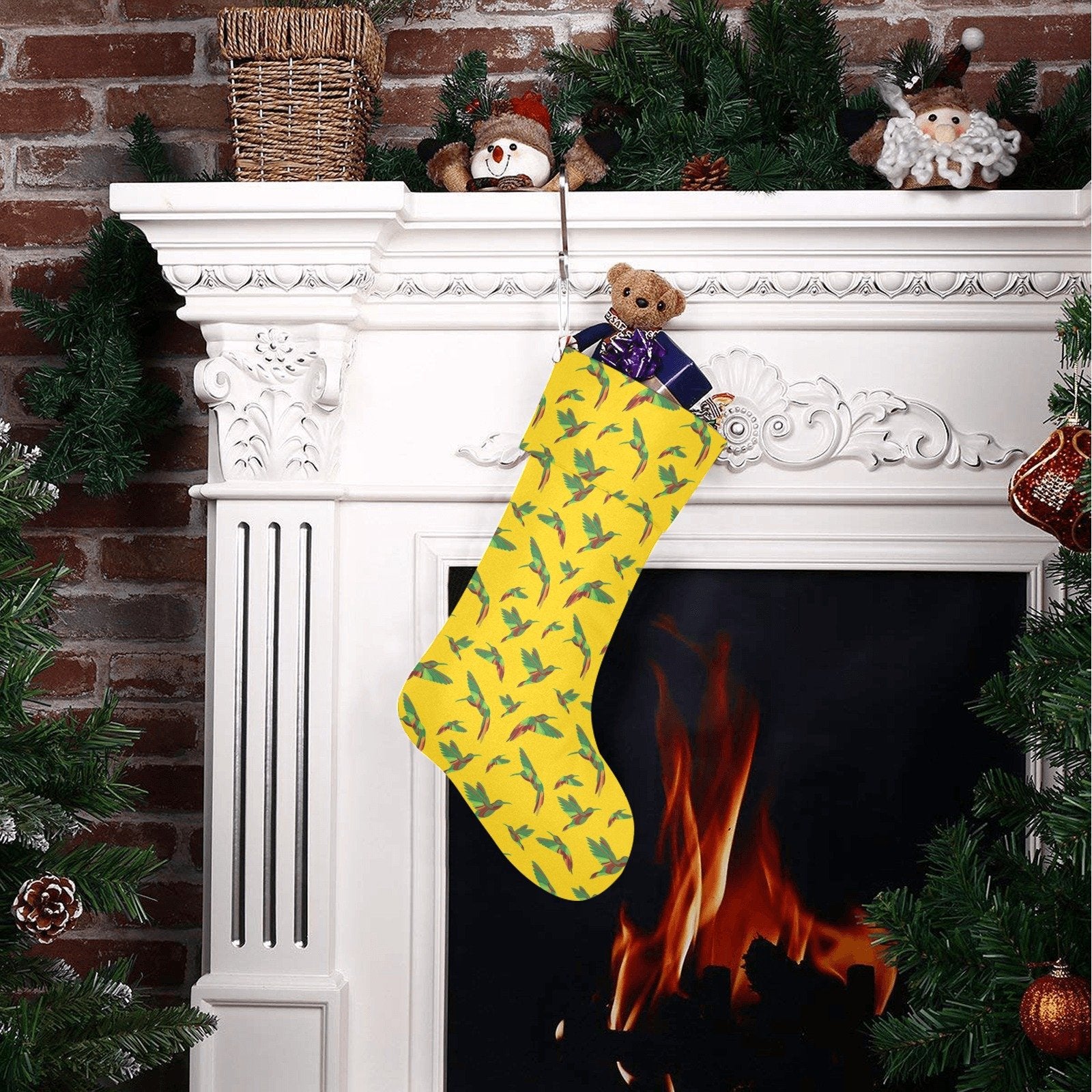 Red Swift Yellow Christmas Stocking holiday stocking e-joyer