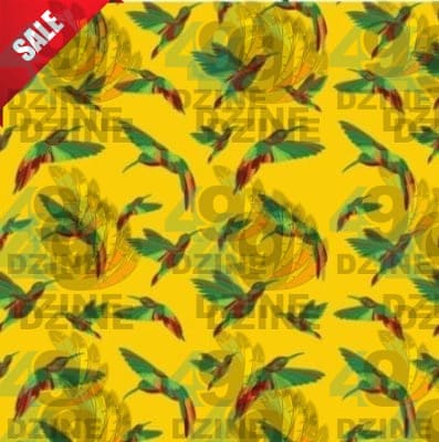Red Swift Yellow Cotton Poplin Fabric By the Yard Fabric NBprintex