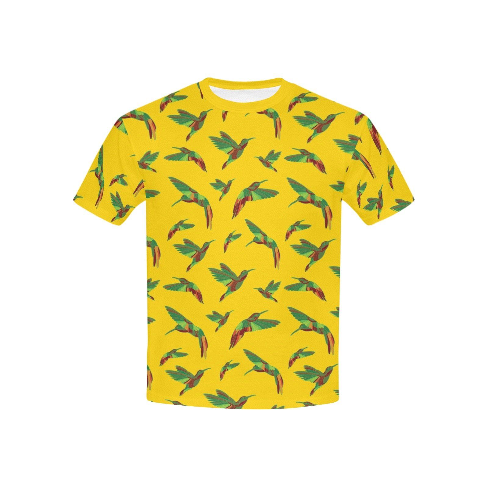 Red shirt store with yellow print