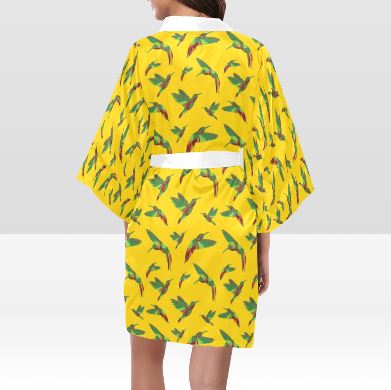 Red Swift Yellow Kimono Robe Artsadd