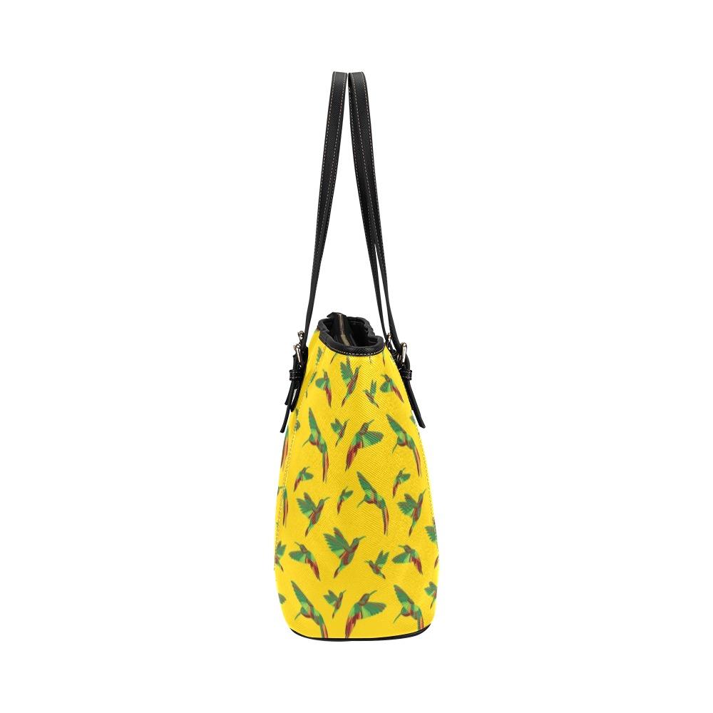 Red Swift Yellow Leather Tote Bag/Large (Model 1640) Leather Tote Bag (1640) e-joyer