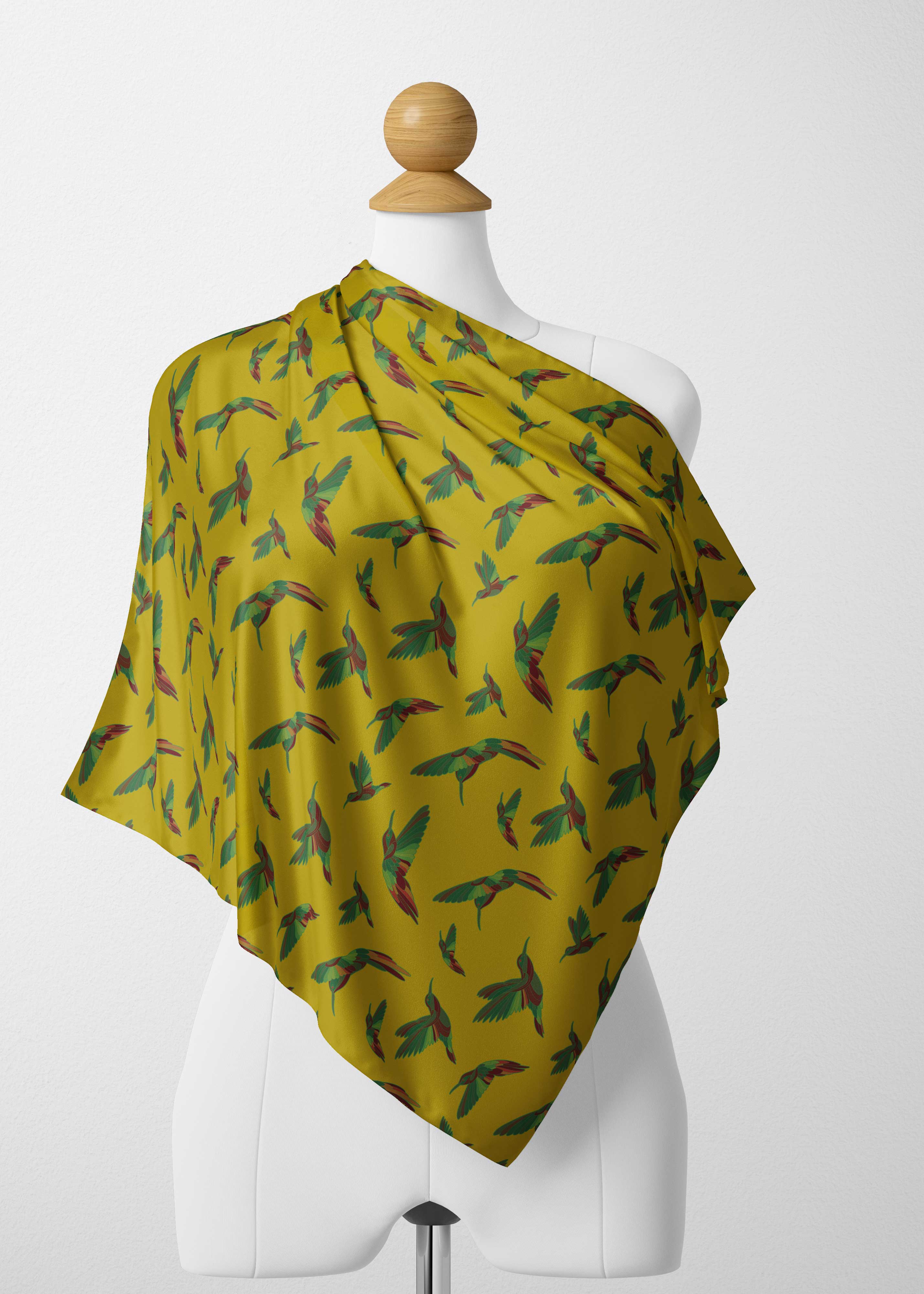 Red Swift Yellow Satin Shawl Scarf 49 Dzine