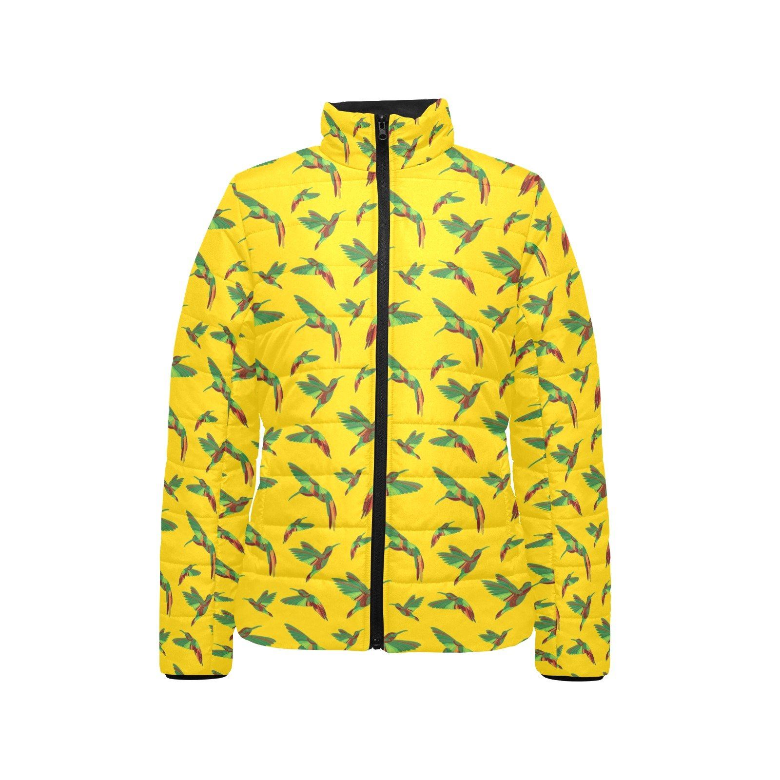 Red Swift Yellow Women's Stand Collar Padded Jacket (Model H41) jacket e-joyer