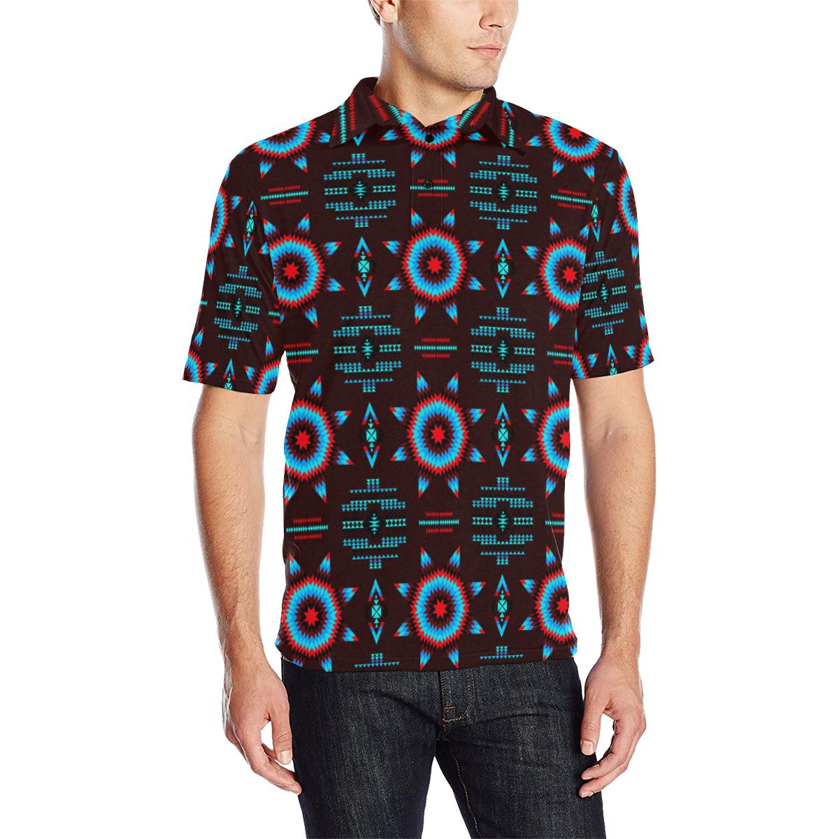 Rising Star Corn Moon Men's All Over Print Polo Shirt (Model T55) Men's Polo Shirt (Model T55) e-joyer