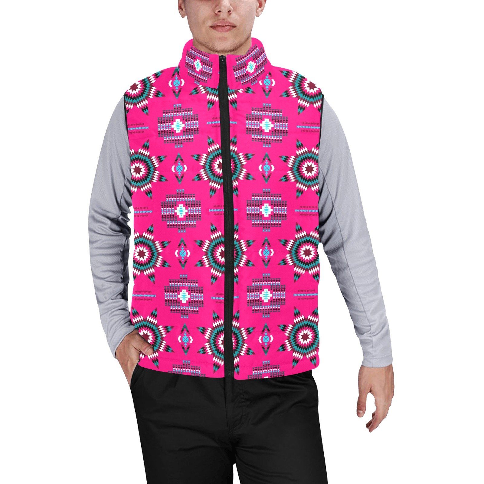 Rising Star Strawberry Moon Men's Padded Vest Jacket (Model H44) Men's Padded Vest Jacket (H44) e-joyer