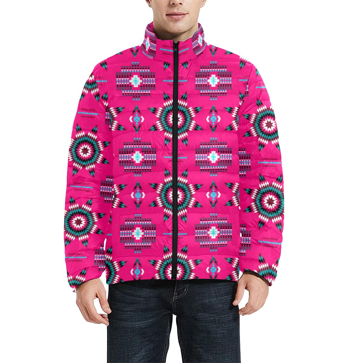 Rising Star Strawberry Moon Men's Stand Collar Padded Jacket (Model H41) Men's Stand Collar Padded Jacket (H41) e-joyer