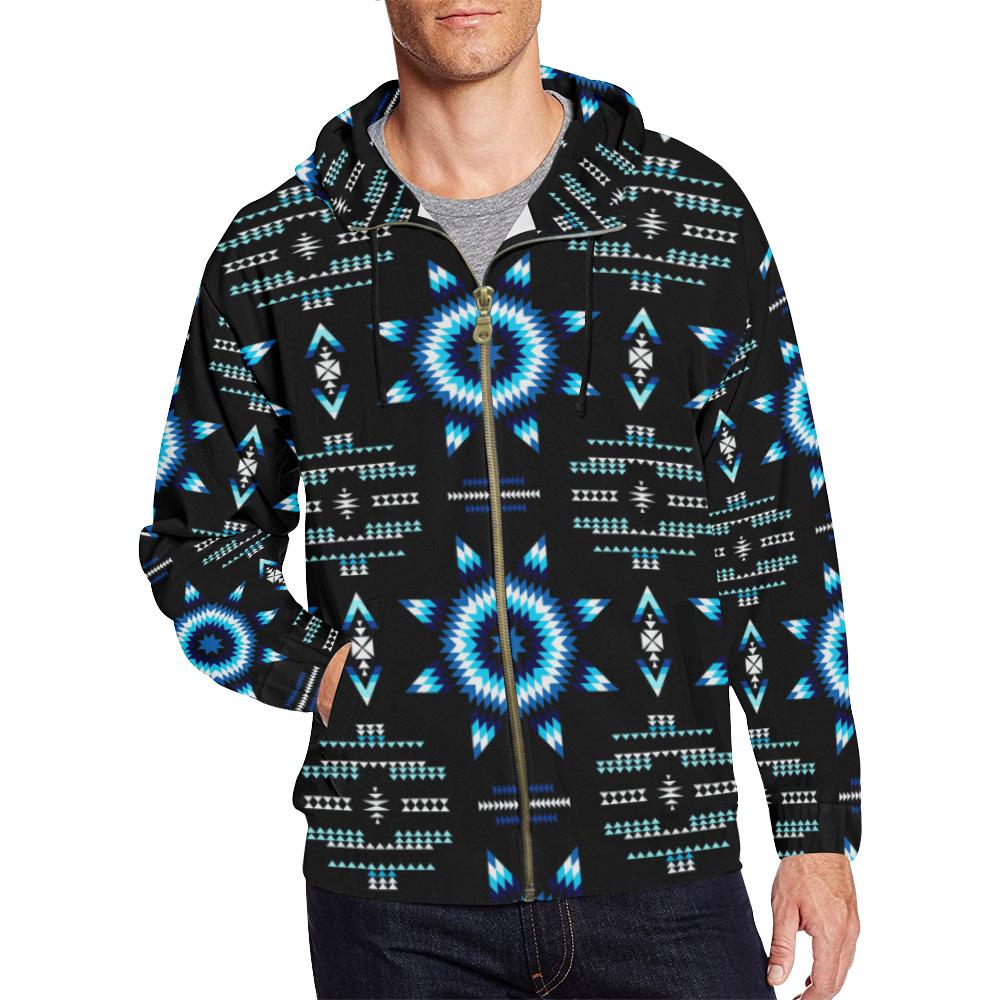 Rising Star Wolf Moon All Over Print Full Zip Hoodie for Men (Model H14) All Over Print Full Zip Hoodie for Men (H14) e-joyer