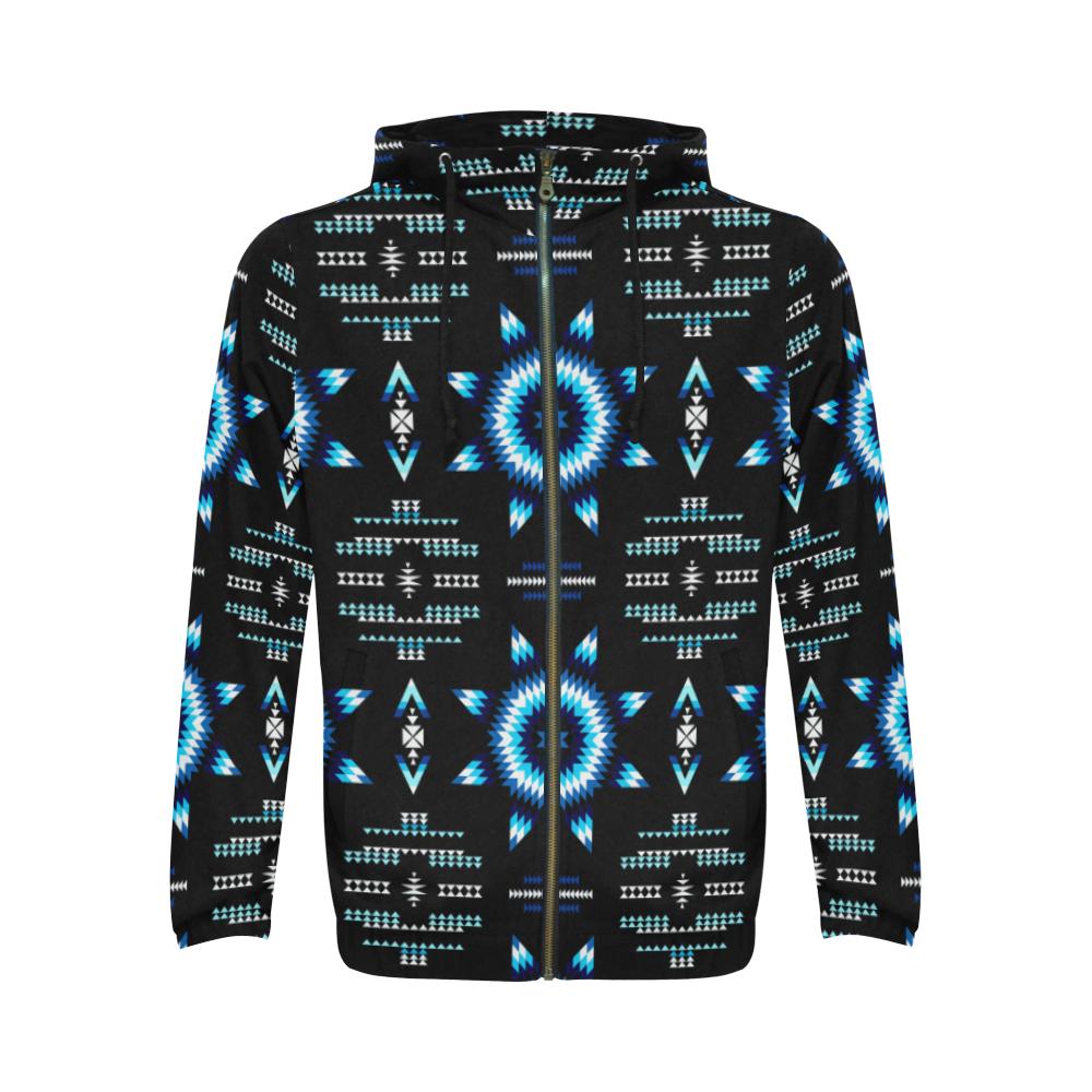 Rising Star Wolf Moon All Over Print Full Zip Hoodie for Men (Model H14) All Over Print Full Zip Hoodie for Men (H14) e-joyer