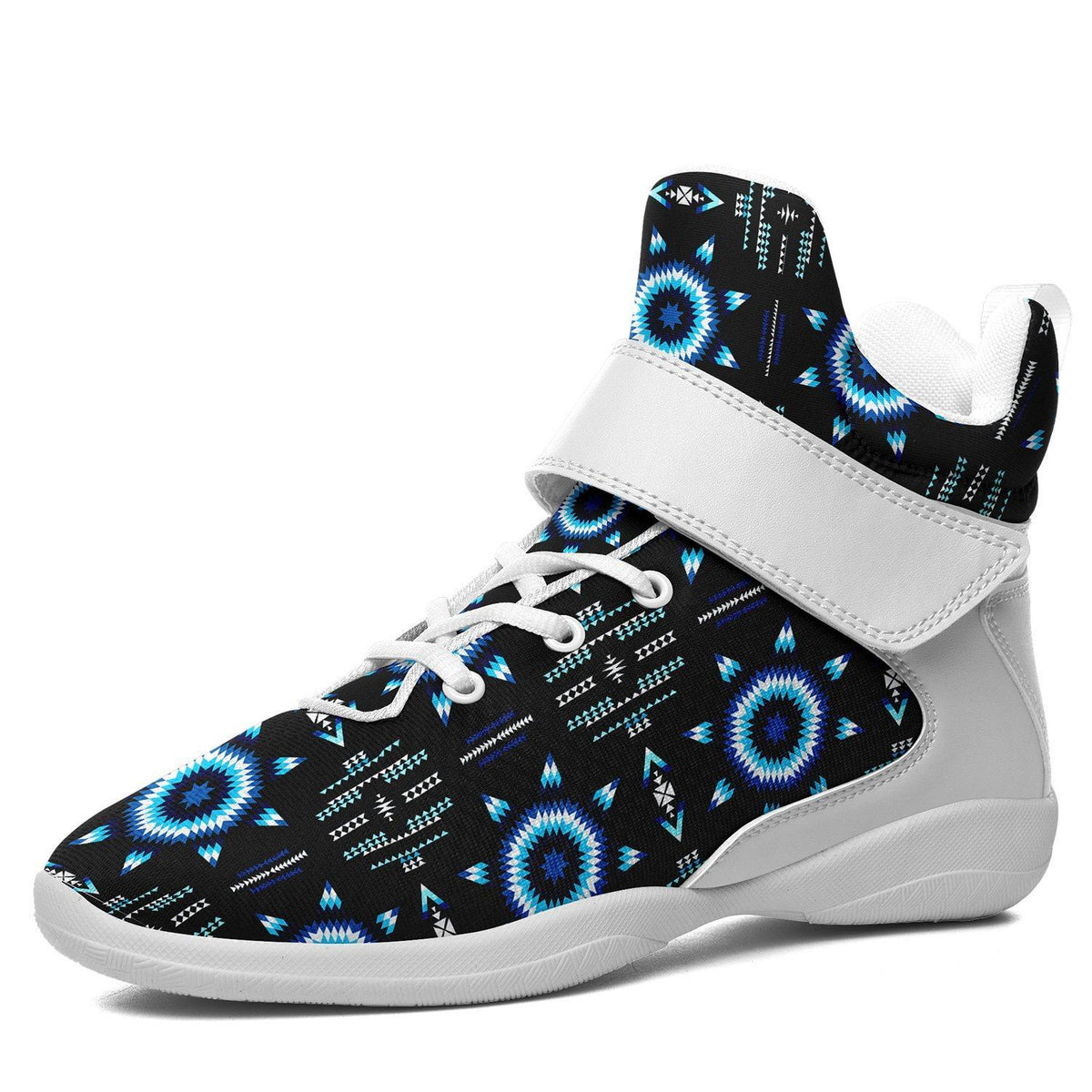 Black and White High-Top Sneakers with Blue Accents Les Hommes Mixed Media Hi Top Sneakers White Blue Gold Mens  main image 4