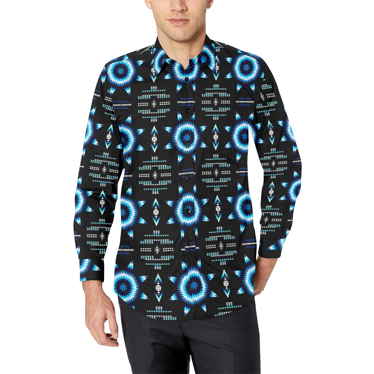Rising Star Wolf Moon Men's All Over Print Casual Dress Shirt (Model T61) Men's Dress Shirt (T61) e-joyer