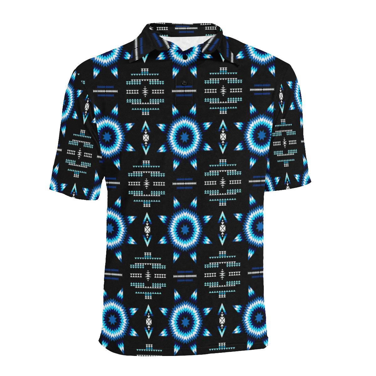 Rising Star Wolf Moon Men's All Over Print Polo Shirt (Model T55) Men's Polo Shirt (Model T55) e-joyer