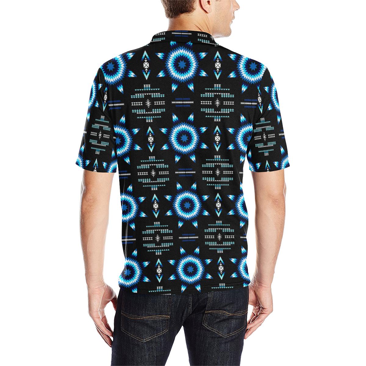 Rising Star Wolf Moon Men's All Over Print Polo Shirt (Model T55) Men's Polo Shirt (Model T55) e-joyer