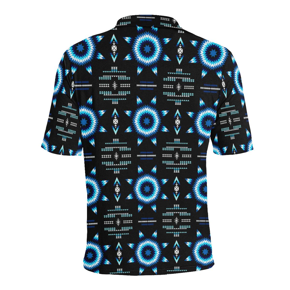 Rising Star Wolf Moon Men's All Over Print Polo Shirt (Model T55) Men's Polo Shirt (Model T55) e-joyer