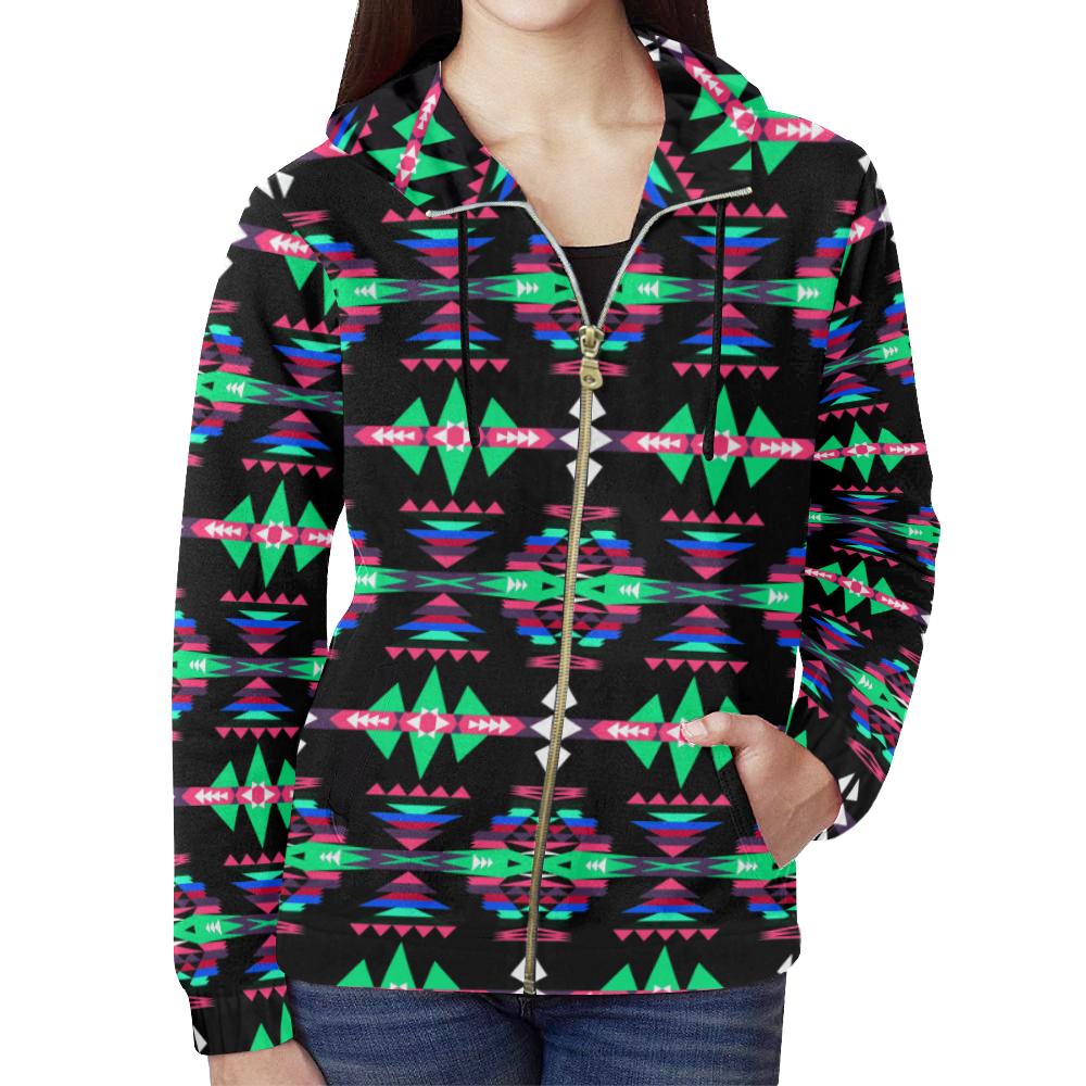 River Trail Journey All Over Print Full Zip Hoodie for Women (Model H14) All Over Print Full Zip Hoodie for Women (H14) e-joyer