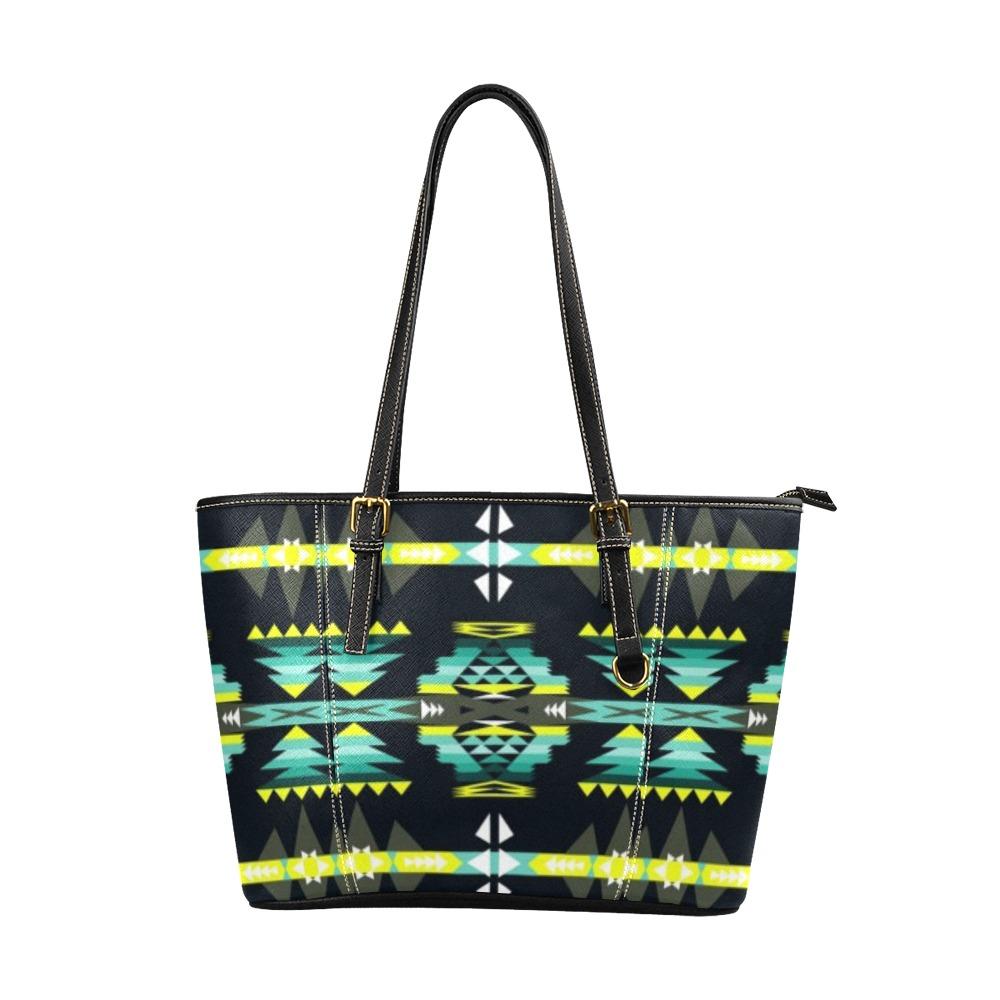 River Trail Leather Tote Bag/Large (Model 1640) Leather Tote Bag (1640) e-joyer