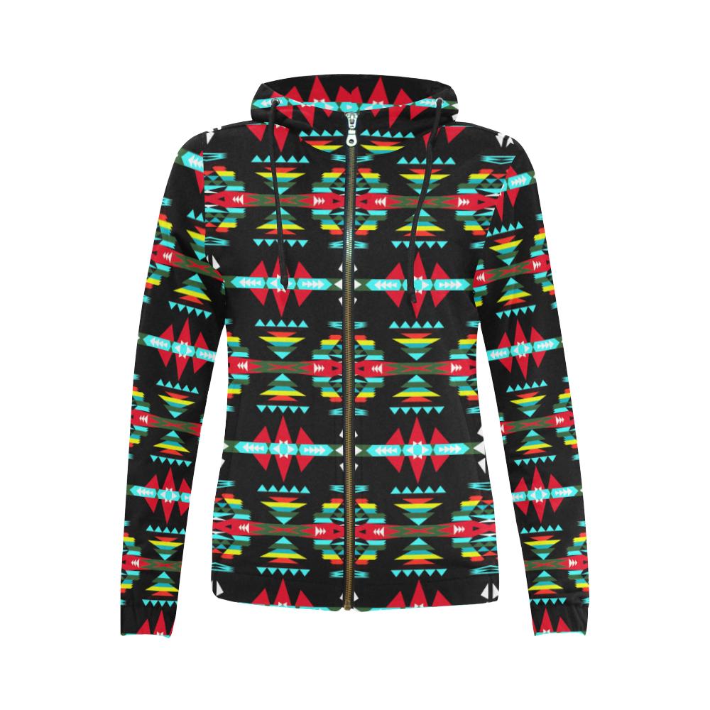 River Trail Sunset All Over Print Full Zip Hoodie for Women (Model H14) All Over Print Full Zip Hoodie for Women (H14) e-joyer