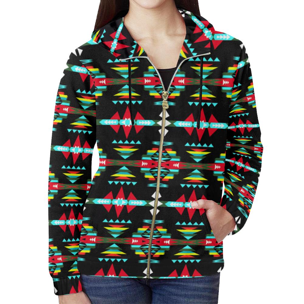 River Trail Sunset All Over Print Full Zip Hoodie for Women (Model H14) All Over Print Full Zip Hoodie for Women (H14) e-joyer