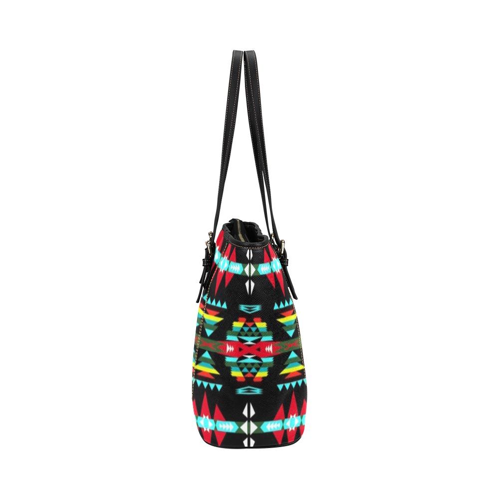 River Trail Sunset Leather Tote Bag/Large (Model 1640) Leather Tote Bag (1640) e-joyer