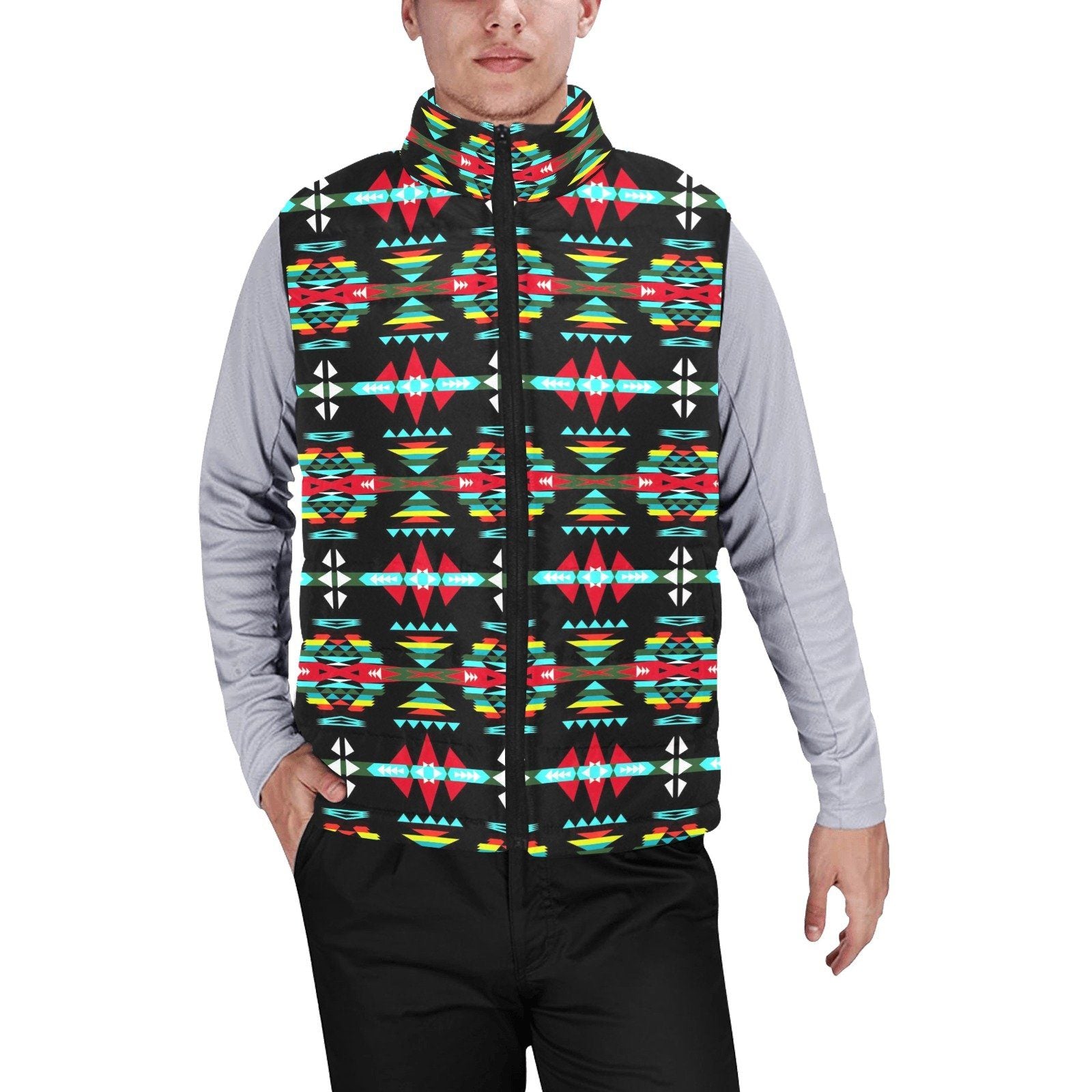 River Trail Sunset Men's Padded Vest Jacket (Model H44) Men's Padded Vest Jacket (H44) e-joyer