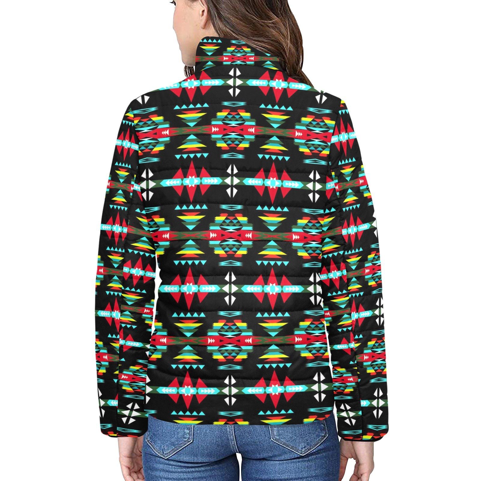 River Trail Sunset Women's Stand Collar Padded Jacket (Model H41) jacket e-joyer