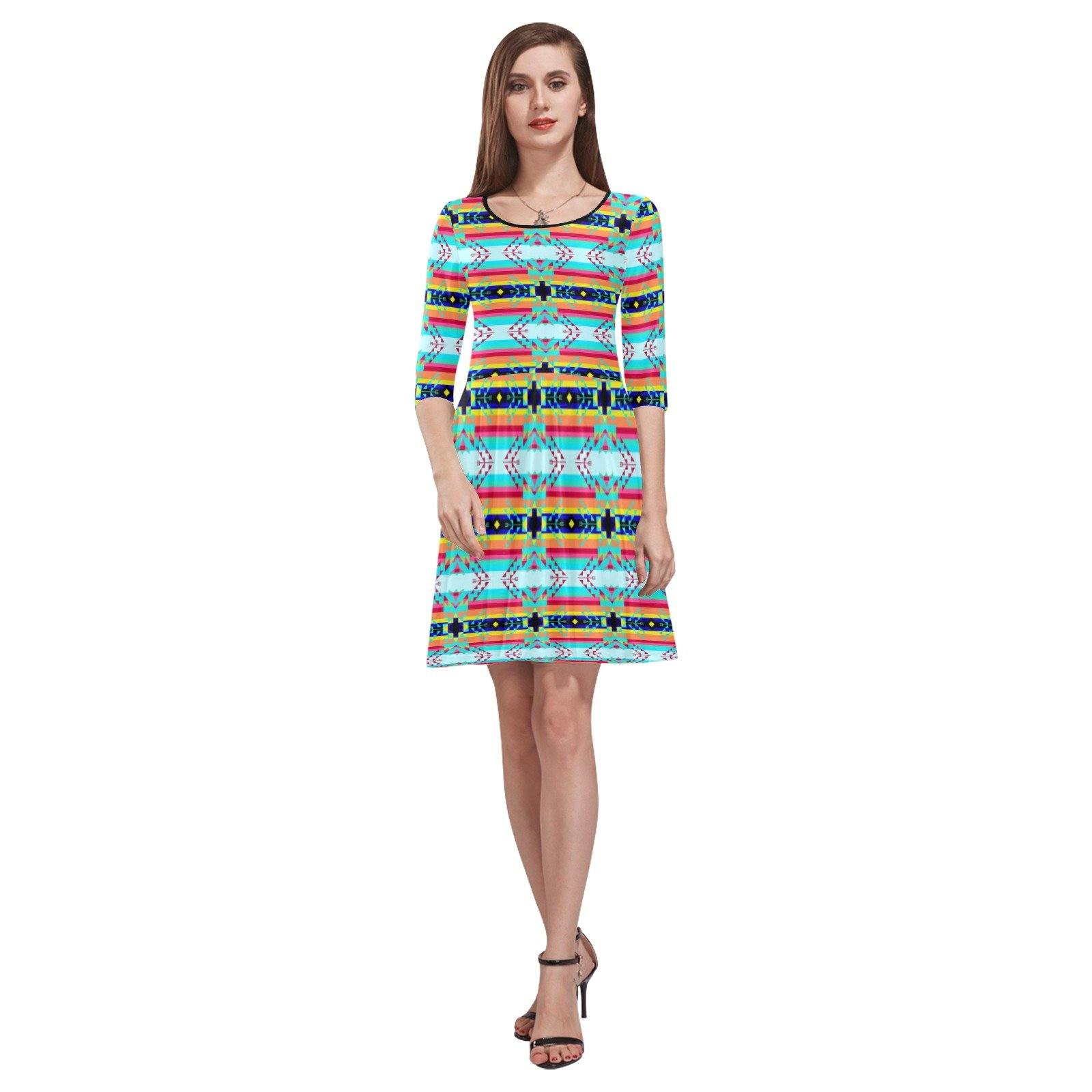 Sacred Spring Tethys Half-Sleeve Skater Dress(Model D20) Tethys Half-Sleeve Skater Dress (D20) e-joyer