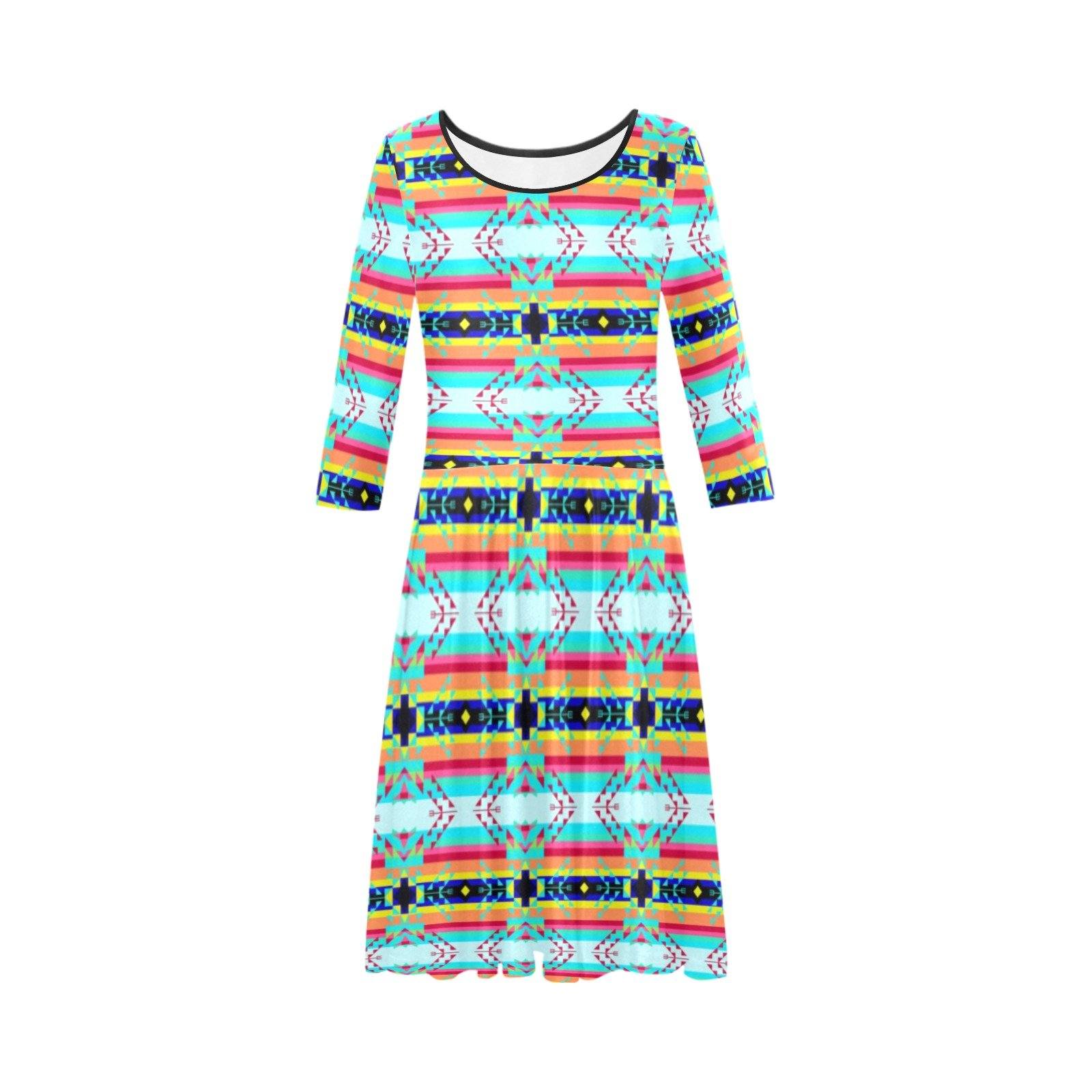 Sacred Spring Tethys Half-Sleeve Skater Dress(Model D20) Tethys Half-Sleeve Skater Dress (D20) e-joyer