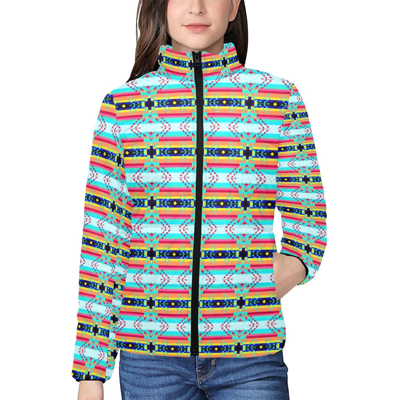 Sacred Spring Women's Stand Collar Padded Jacket (Model H41) jacket e-joyer