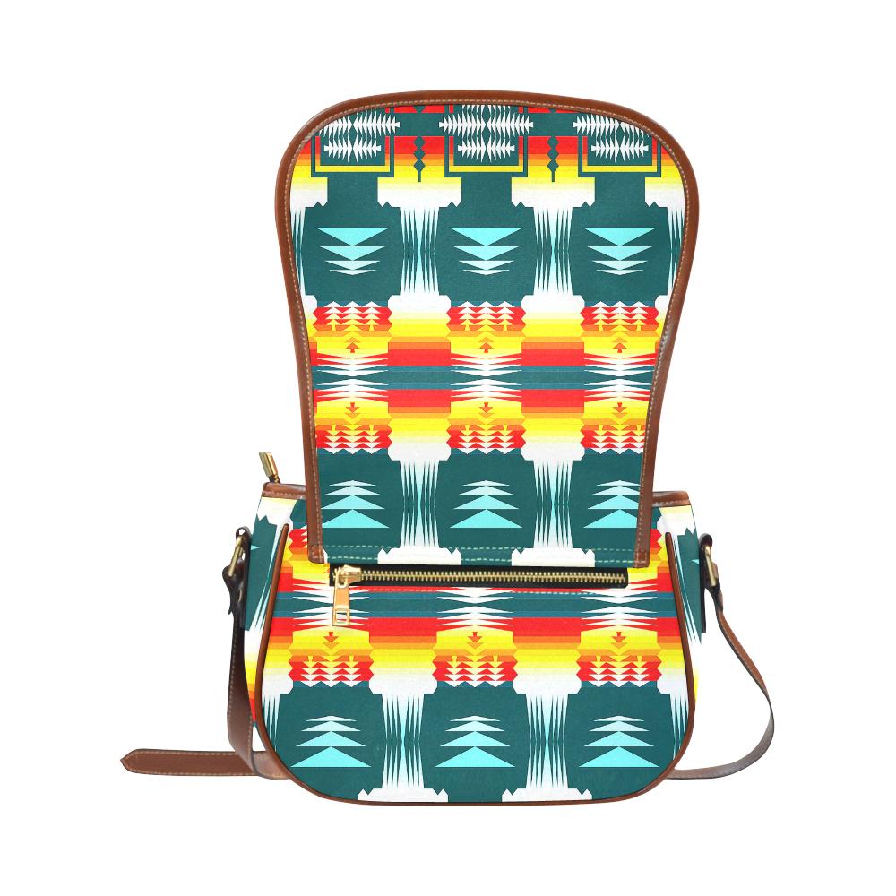 Sage Fire and Sky on White Saddle Bag/Small (Model 1649) Full Customization Saddle Bag/Small (Full Customization) e-joyer