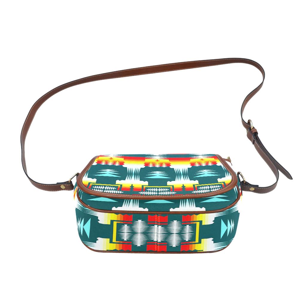 Sage Fire and Sky on White Saddle Bag/Small (Model 1649) Full Customization Saddle Bag/Small (Full Customization) e-joyer