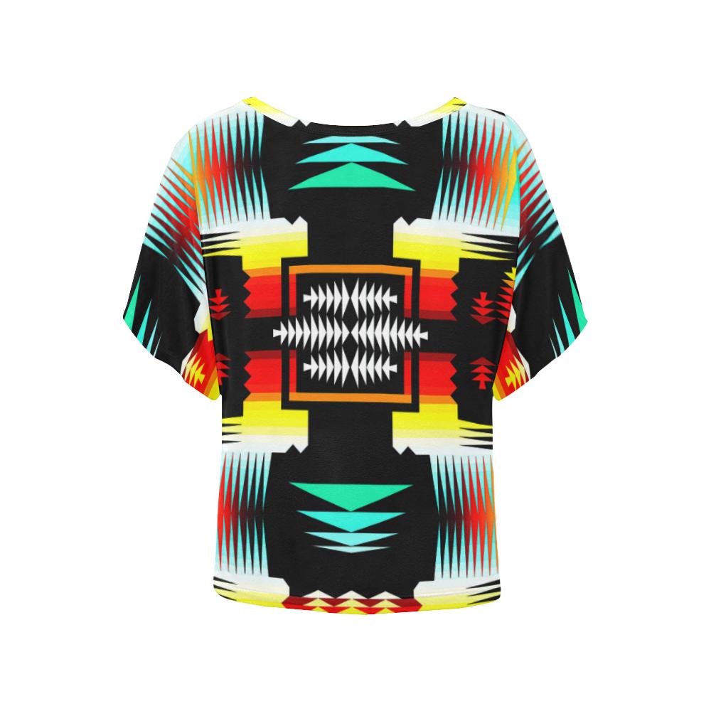 Sage Fire Women's Batwing-Sleeved Blouse T shirt (Model T44) Women's Batwing-Sleeved Blouse T shirt (T44) e-joyer