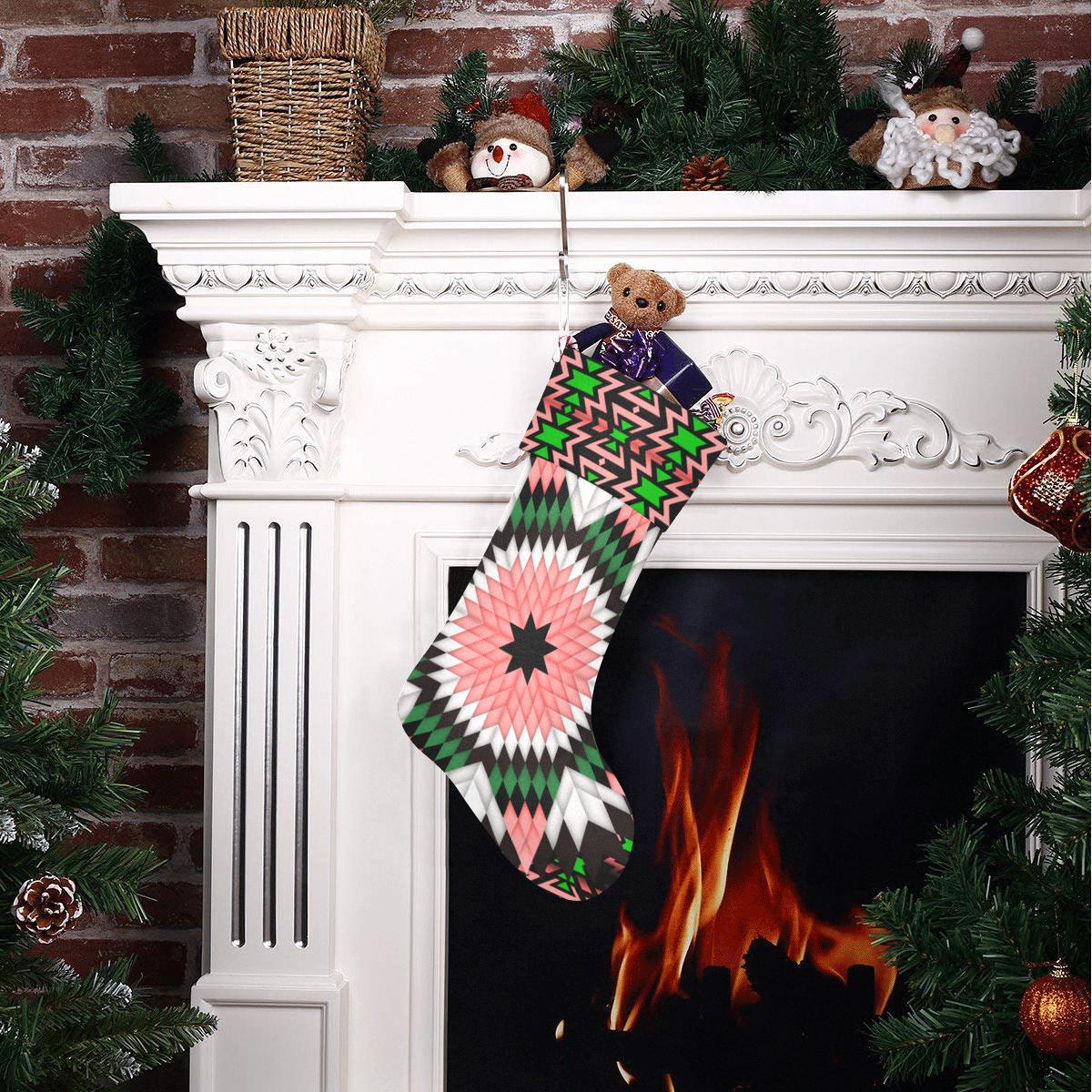 Salmon Pink Star Christmas Stocking holiday stocking e-joyer