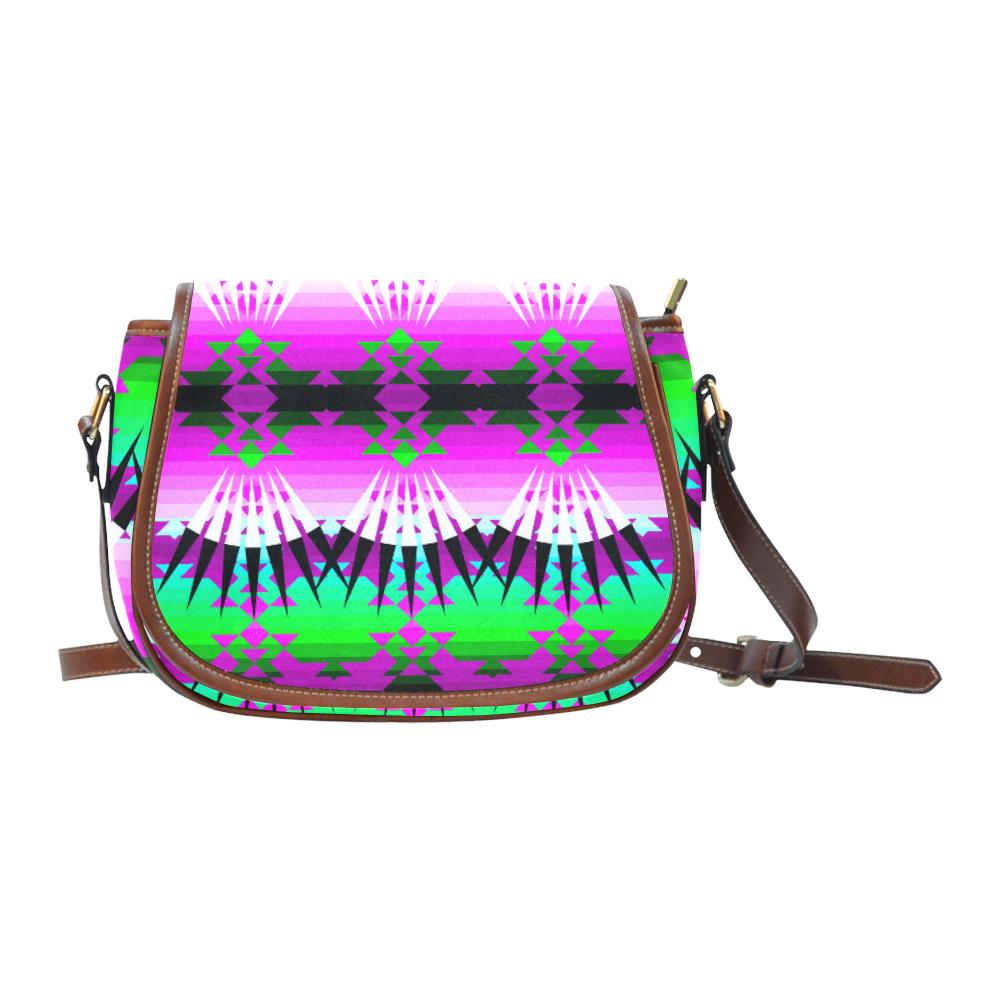 Seminoli Ribbonwork Bustles Saddle Bag/Small (Model 1649) Full Customization Saddle Bag/Small (Full Customization) e-joyer