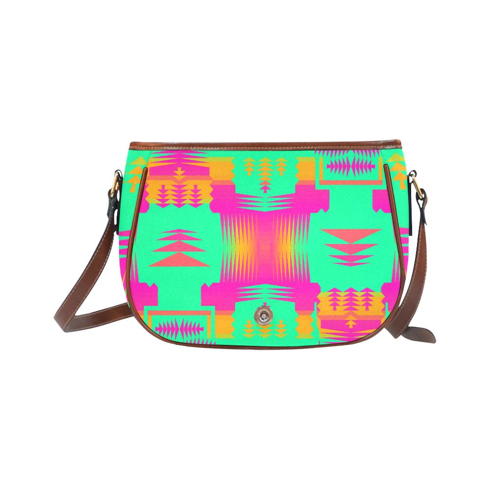 Sky Sky Sage Saddle Bag/Small (Model 1649) Full Customization Saddle Bag/Small (Full Customization) e-joyer