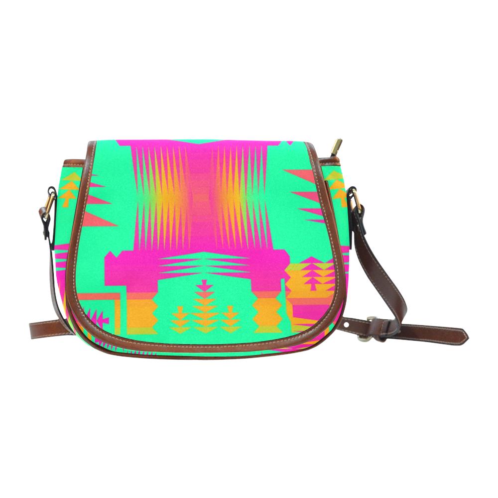 Sky Sky Sage Saddle Bag/Small (Model 1649) Full Customization Saddle Bag/Small (Full Customization) e-joyer
