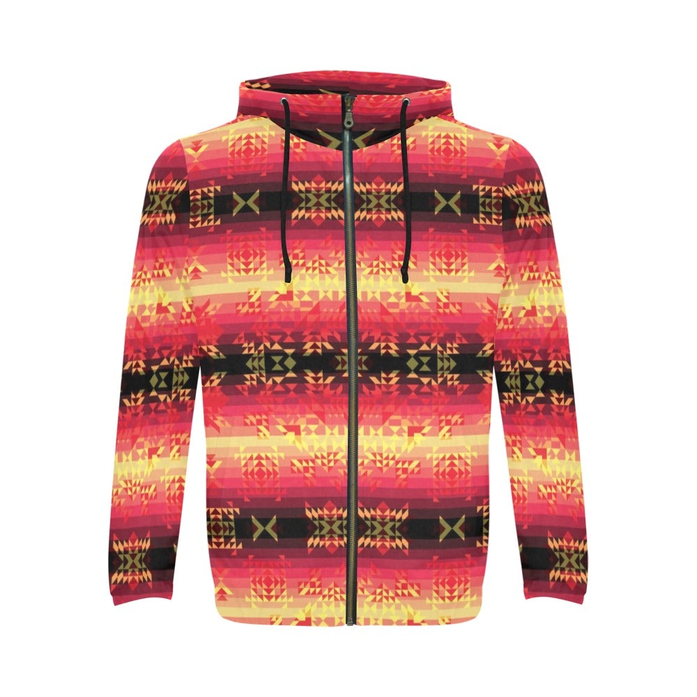 Soleil Fusion Rouge All Over Print Full Zip Hoodie for Men (Model H14) hoodie e-joyer