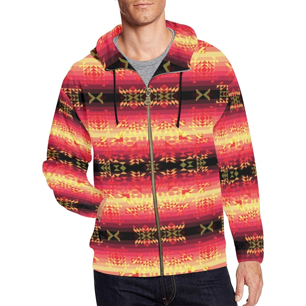 Soleil Fusion Rouge All Over Print Full Zip Hoodie for Men (Model H14) hoodie e-joyer