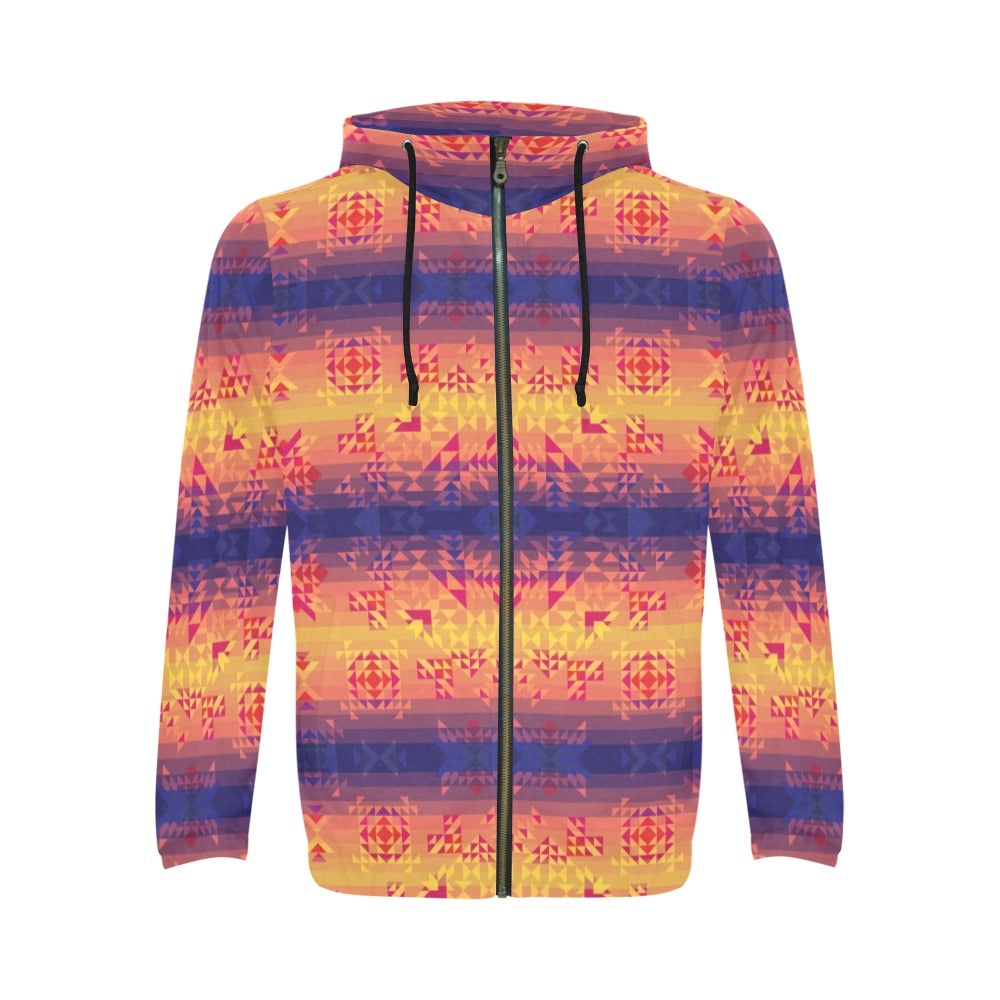 Soleil Indigo All Over Print Full Zip Hoodie for Men (Model H14) hoodie e-joyer